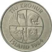 Iceland, 10 Kronur, 1984, AU(50-53), Copper-nickel, KM:29.1