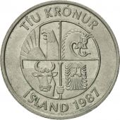 Iceland, 10 Kronur, 1987, TTB+, Copper-nickel, KM:29.1