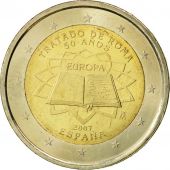 Spain, 2 Euro, Trait de Rome 50 ans, 2007, AU(55-58), Bi-Metallic
