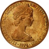 BRITISH VIRGIN ISLANDS, Elizabeth II, Cent, 1974, Franklin Mint, U.S.A., TTB+