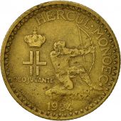 Monaco, Louis II, 2 Francs, 1924, Poissy, EF(40-45), Aluminum-Bronze, KM:112
