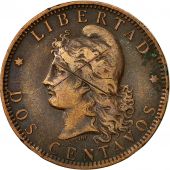 Argentina, 2 Centavos, 1892, EF(40-45), Bronze, KM:33