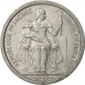 New Caledonia, 2 Francs, 1949, Paris, EF(40-45), Aluminum, KM:3