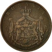 Romania, Carol I, 5 Bani, 1867, EF(40-45), Copper, KM:3.1