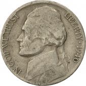 tats-Unis, Jefferson Nickel, 5 Cents, 1940, U.S. Mint, Philadelphie, TB+