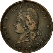 Argentina, 2 Centavos, 1890, VF(30-35), Bronze, KM:33