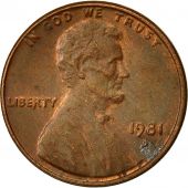 tats-Unis, Lincoln Cent, Cent, 1981, U.S. Mint, Denver, TTB, Laiton, KM:201