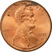 tats-Unis, Lincoln Cent, Cent, 2003, U.S. Mint, Denver, TTB+, Copper Plated