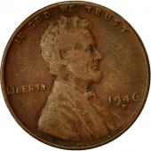 Monnaie, tats-Unis, Lincoln Cent, Cent, 1946, U.S. Mint, Denver, TB, Laiton