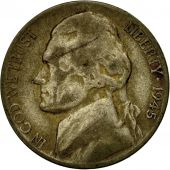 Monnaie, tats-Unis, Jefferson Nickel, 5 Cents, 1945, U.S. Mint, Denver, TB+
