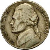 Coin, United States, Jefferson Nickel, 5 Cents, 1953, U.S. Mint, Denver