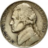 Coin, United States, Jefferson Nickel, 5 Cents, 1954, U.S. Mint, Philadelphia