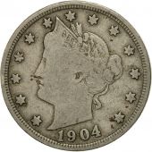 Coin, United States, Liberty Nickel, 5 Cents, 1904, U.S. Mint, Philadelphia