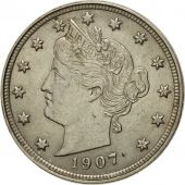 Monnaie, tats-Unis, Liberty Nickel, 5 Cents, 1907, U.S. Mint, Philadelphie