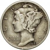 Monnaie, tats-Unis, Mercury Dime, Dime, 1943, U.S. Mint, Denver, TB, Argent