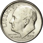 Coin, United States, Roosevelt Dime, Dime, 1991, U.S. Mint, Denver, MS(60-62)