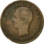 Monnaie, Grce, George I, 10 Lepta, 1869, Strassburg, TB, Cuivre, KM:43