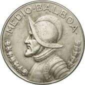 Coin, Panama, 1/2 Balboa, 1966, U.S. Mint, EF(40-45), Silver, KM:12a.1