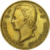 Coin, French West Africa, 5 Francs, 1956, Paris, EF(40-45), Aluminum-Bronze