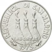Coin, San Marino, 10 Lire, 1975, Rome, MS(63), Aluminum, KM:43