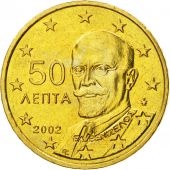 Greece, 50 Euro Cent, 2002, MS(65-70), Brass, KM:186