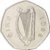 IRELAND REPUBLIC, 50 Pence, 1988, TTB+, Copper-nickel, KM:26