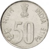 INDIA-REPUBLIC, 50 Paise, 1988, Bombay, TTB+, Stainless Steel, KM:69
