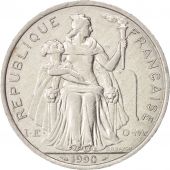 New Caledonia, 5 Francs, 1990, Paris, AU(55-58), Aluminum, KM:16