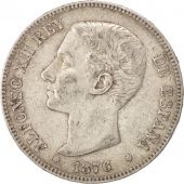 Espagne, Alfonso XII, 5 Pesetas, 1876, Madrid, TTB, Argent, KM:671
