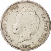 Espagne, Alfonso XIII, 5 Pesetas, 1894, Valencia, TTB, Argent, KM:700