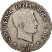 KINGDOM OF NAPOLEON, 5 Lire, 1808, Milan, TB, Argent, KM:10.7