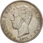 Spain, Amadeao I, 5 Pesetas, 1871, Madrid, EF(40-45), Silver, KM:666
