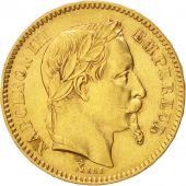 France, 20 Francs, 1865, Strasbourg, AU(50-53), Gold, KM:801.2, Gadoury:1062