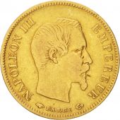 France, 10 Francs, 1858, Paris, VF(30-35), Gold, KM:784.3, Gadoury:1014