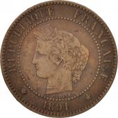 France, Crs, 2 Centimes, 1891, Paris, VF(30-35), Bronze, KM:827.1