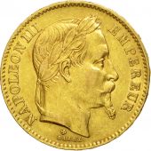 France, Napoleon III, 20 Francs, 1866, Strasbourg, AU(50-53), Gold, KM 801.2