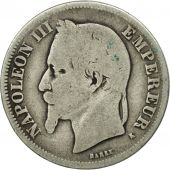 France, Napoleon III, 2 Francs, 1866, Bordeaux, F(12-15), Silver, KM 807.1