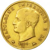 tats italiens, KINGDOM OF NAPOLEON,  40 Lire, 1814, Milan, TTB, Or, KM 12,Gad 9