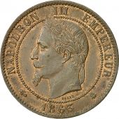 France, Napoleon III, 10 Centimes, 1863, Paris, AU(55-58), KM 798.1