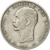 Greece, George I, 2 Drachmai, 1911, AU(50-53), Silver, KM:61