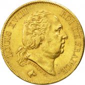 Coin, France, Louis XVIII, 40 Francs, 1817, Paris, AU(50-53), Gold, KM 713.1