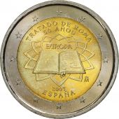 Spain, 2 Euro, Trait de Rome 50 ans, 2007, MS(63), Bi-Metallic