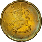 Finland, 20 Euro Cent, 2001, MS(63), Brass, KM:102