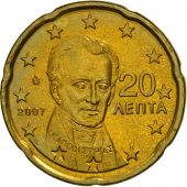 Greece, 20 Euro Cent, 2007, MS(63), Brass, KM:212