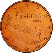 Grce, 5 Euro Cent, 2007, SPL, Copper Plated Steel, KM:183