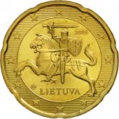 Lithuania, 20 Euro Cent, 2015, SPL, Laiton