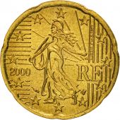 France, 20 Euro Cent, 2000, MS(65-70), Brass, KM:1286