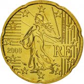 France, 20 Euro Cent, 2008, MS(65-70), Brass, KM:1411