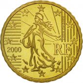 France, 10 Euro Cent, PROOF 2000, MS(65-70), Brass, KM:1285