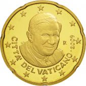 VATICAN CITY, 20 Euro Cent, PROOF 2009, MS(63), Brass, KM:386